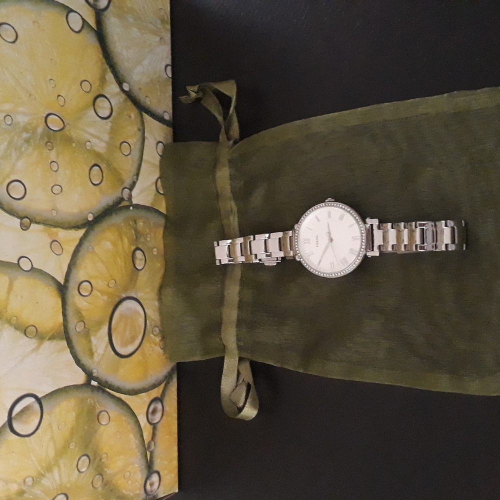 FOSSIL Silver Tone Watch With CZ - Picture 2 of 7